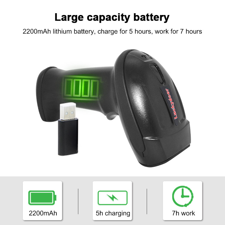 5mil 2D Bluetooth Wireless Barcode Scanner With 2200mAh Battery