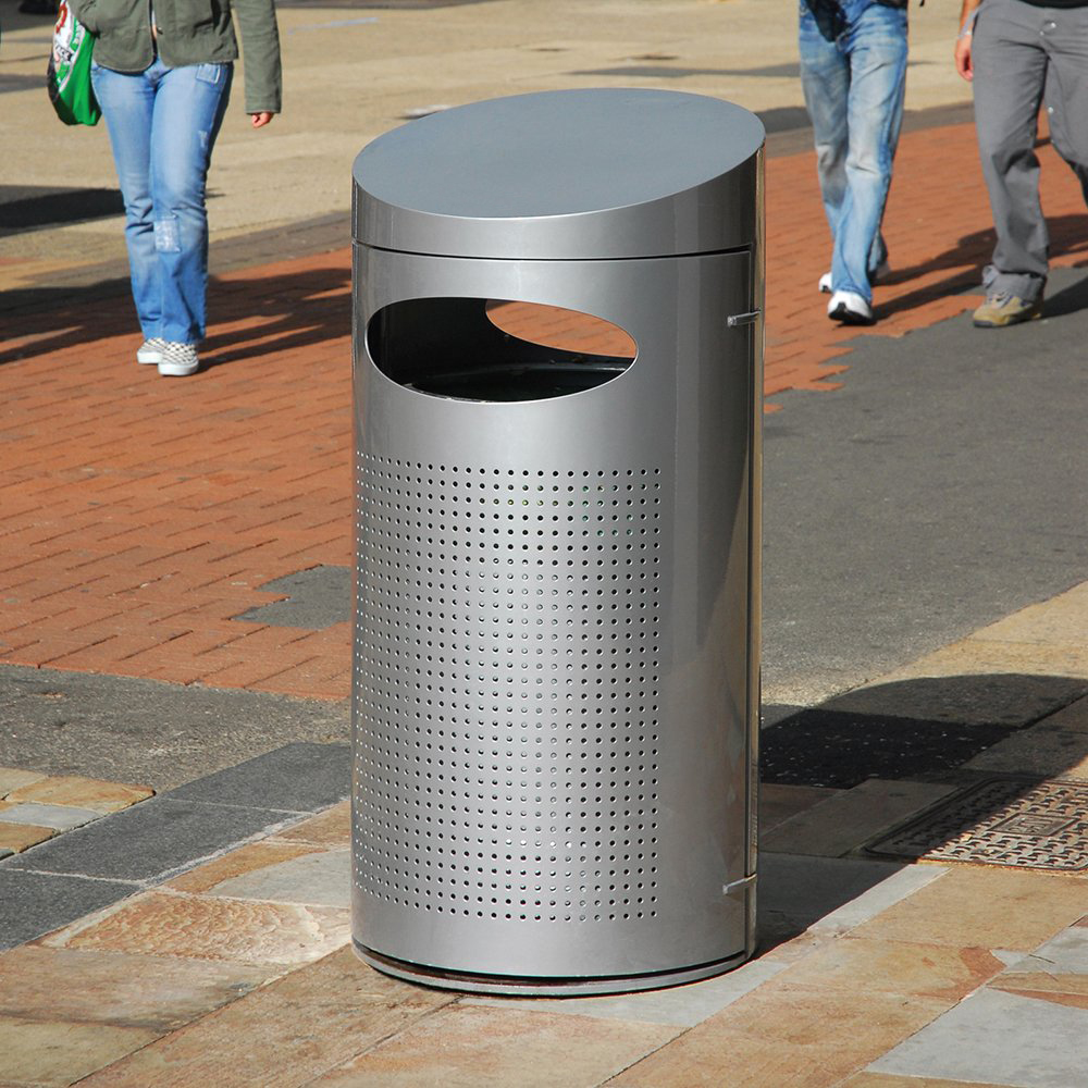 Outdoor Public Steel Garbage Can Park Street Metal Recycling Waste Trash Bin