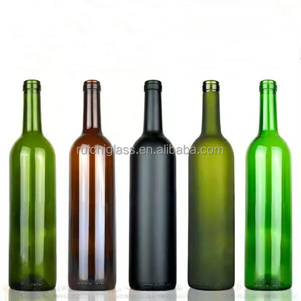 Green Brown Clear Frosted Empty Burgundy Glass Wine Bottle for Custom Requirements