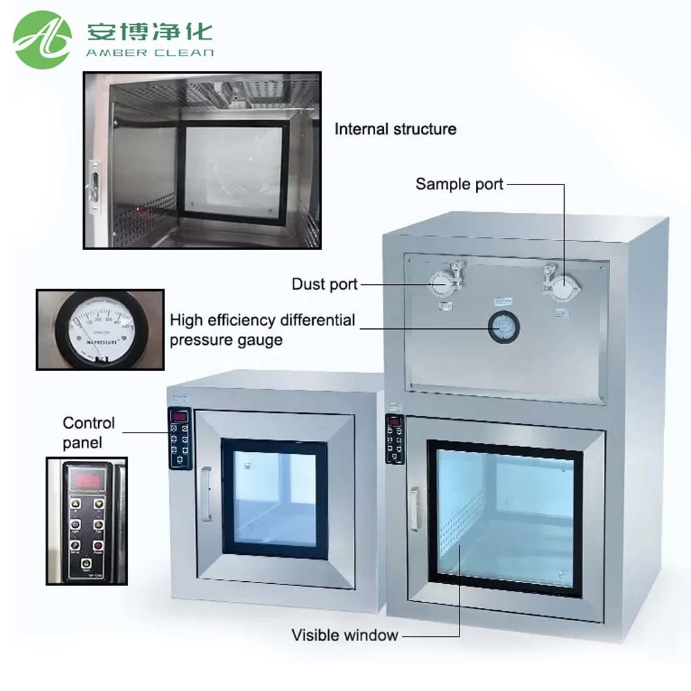 AMBER Laminar Cleanrooms Static Pass Box Inner Size 400*400*400mm