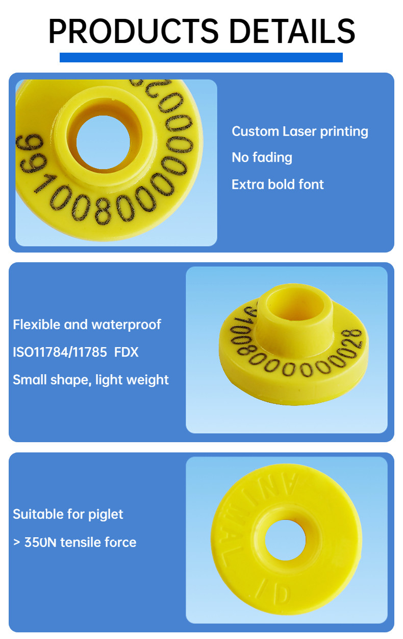 134.2KHz Yellow TPU Sheep Ear Tagss For Livestock Withstand Tension Up To 300N