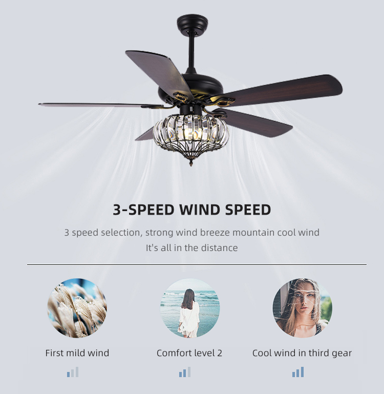 Surface Mounting 120V 65W Industrial Ceiling Fan Light / 52 Inch 5 Blade Ceiling Fan