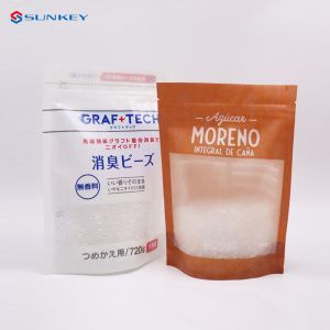 Custom Smell Proof Stand Up Compostable Kraft Pouches With Window