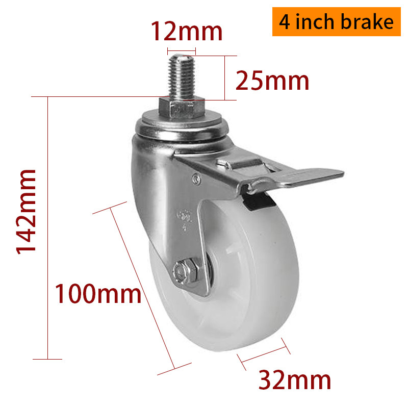 EDL Medium Duty 4inch 150kg Threaded TPA Caster by Swivel and Brake type 504S-26