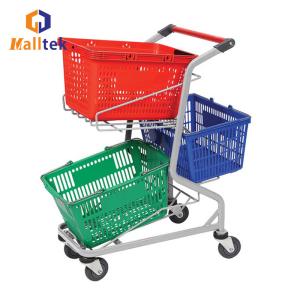  3 Baskets Supermarket Shopping Trolley For Grocery 100KG Loading Manufactures