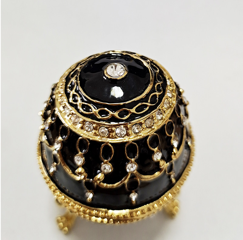 Faberge Egg Jewelry Box Series Hand Painted Jewelry Trinket Box with Rich Enamel EggBox Sparkling Rhinestone Unique Gift