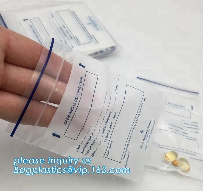 Resealable Print k Custom Printed Plastic Pill Pouch Medical Zip Lock Bags, reclosable pouch glossy stand up