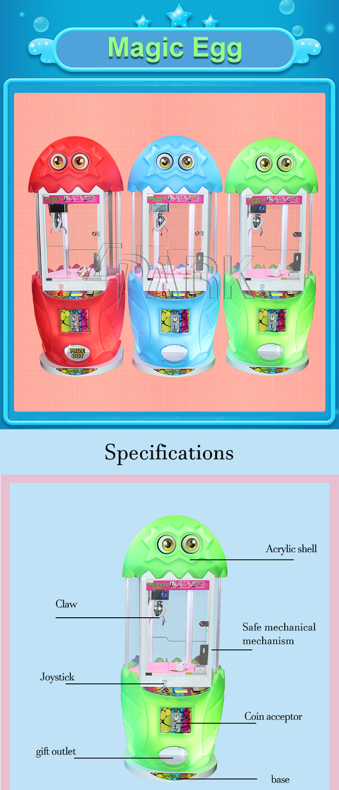 Wholesale arcade crane machine chocolate candy claw crane vending machine claw bear for sale