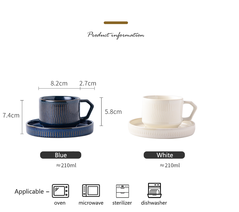 210ml Volume Custom Tea Cup And Saucer Set Rustic Ceramic Porcelain With Packaging Box