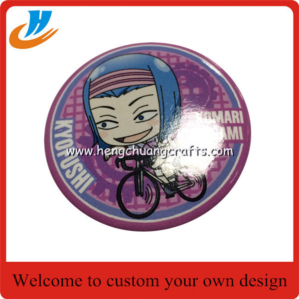 Cheap custom 50mm tin badge,print badge with cartoon logo design