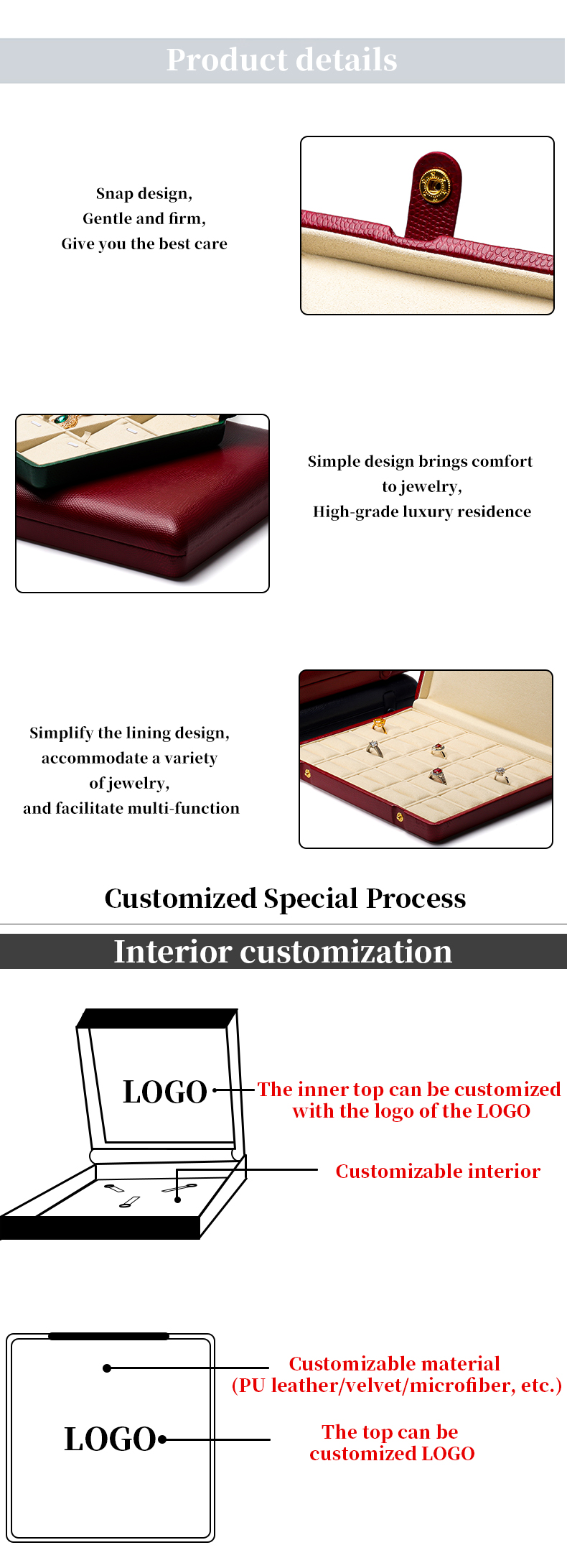 Pebble Grain Leather Jewelry Box Packaging Storage Case For Ear Studs Pendant