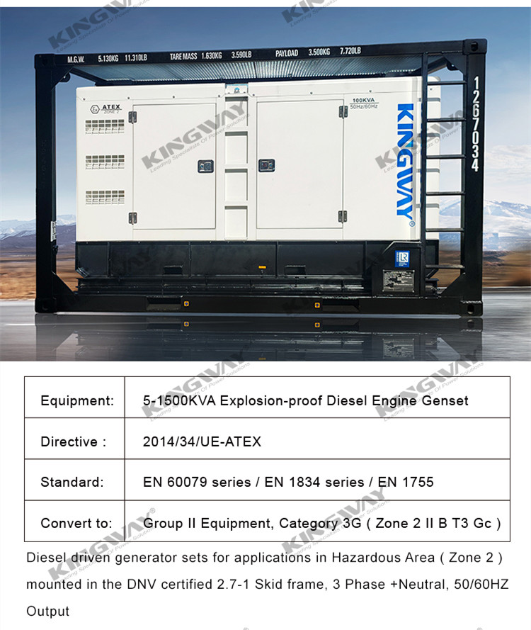ATEX Zone 2 Hazardous 250KVA Explosion Proof Diesel Generator Set
