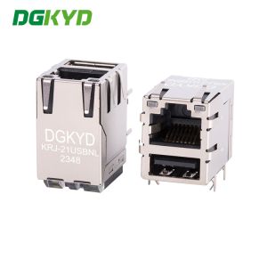 KRJ-21USBNL Rj45 8p8c Modular Connector USB2.0 Socket Integrated With 100Mbps