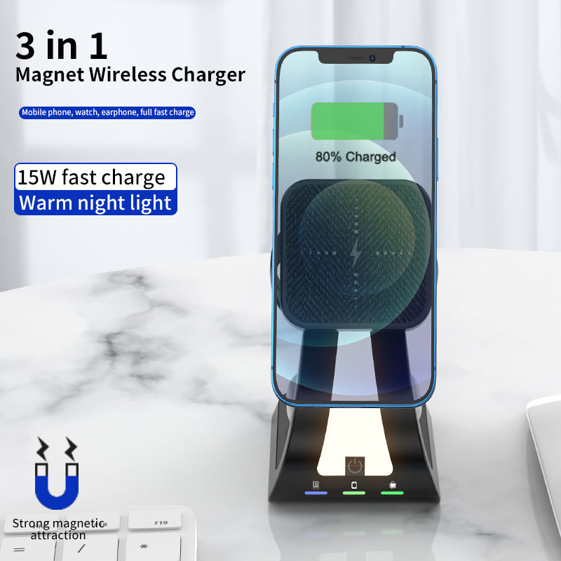 3 In 1 Multifunctional Wireless Charger For IPhone Magnetic Night Light