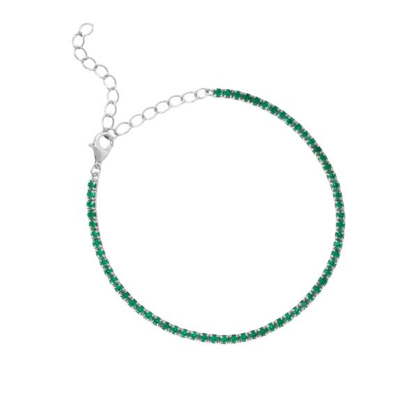 White Gold Plated May Birthday Emerald Cubic Zircon Adjustable Tennis Chain