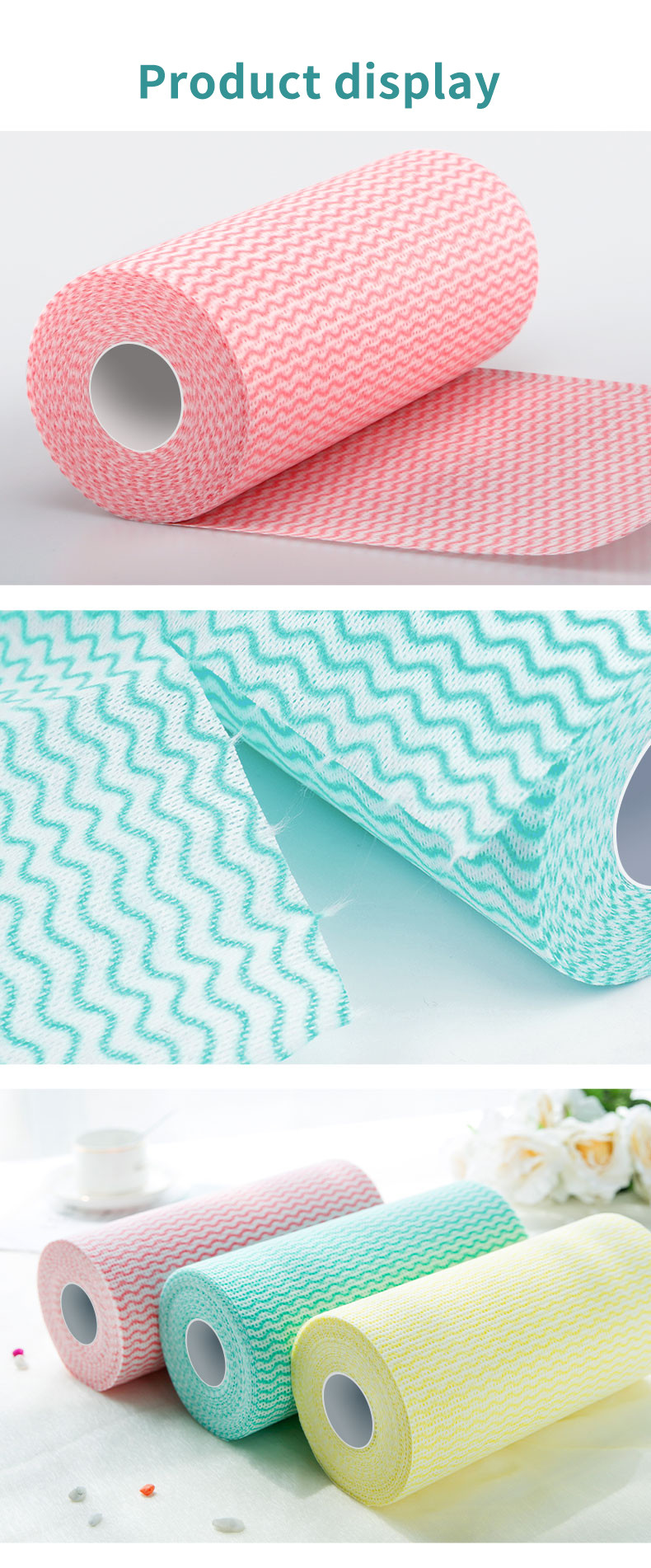 Wavy Line Spunlace Nonwoven Cleaning Wipes For Kitchen Wet Wipes