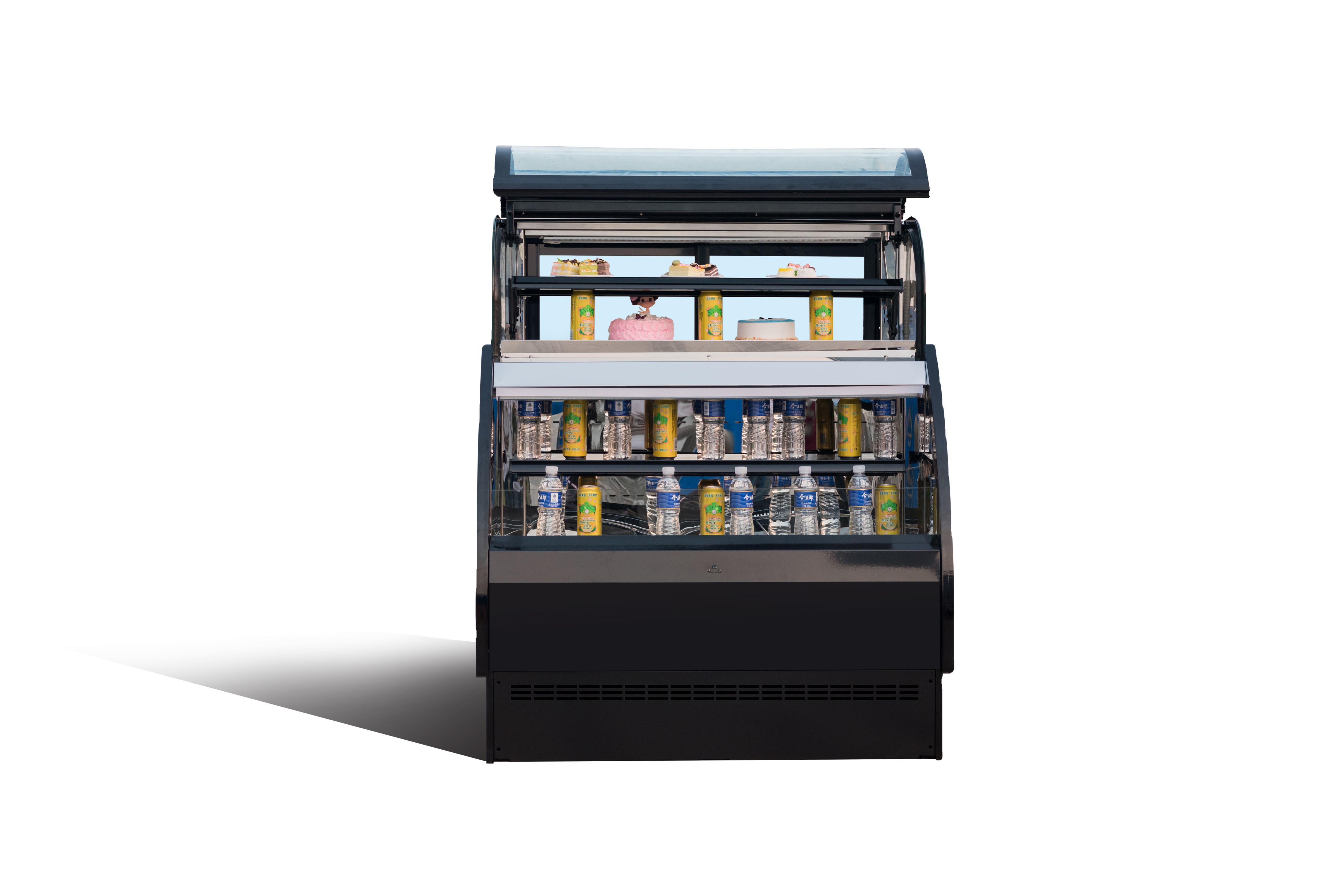 530L Black Marble Vertical Open Air Curtain Merchandiser Refrigerator