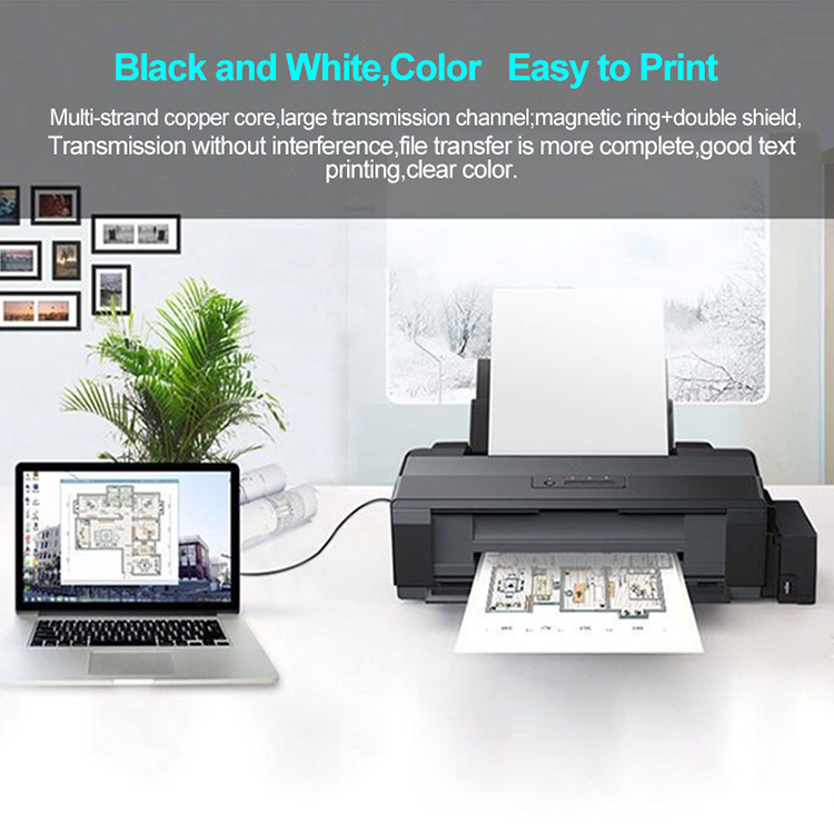 High Speed Data Charging 1M Type A Male to B Male USB 2.0 Cable for Printer Scanner