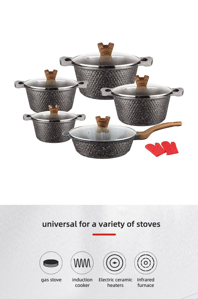 Customized Logo Aluminum Non Stick Fry Pan Cookware Sets
