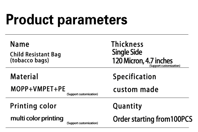 Child Resistant Safety Protective Zipper Packaging Bag Pet Standing Weed Bag