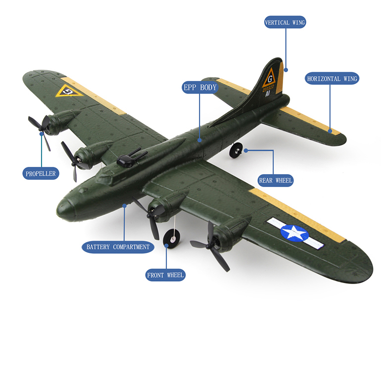 Outdoor Fx817 Rc Plane 2.4ghz 2ch Remote Control Glider Epp Aircraft Toy Electric Fixed Wing B17 Children's Model Christmas Gift