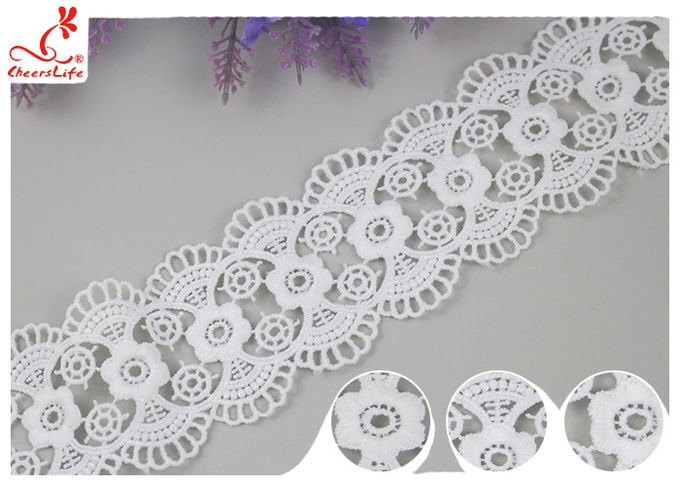 DTM Embroidered Floral Guipure Water Soluble Lace Trim Pass SGS Certificate
