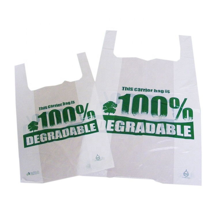 1.2mils Thank You T Shirt Carry Out Bags , 100% Biodegradable Plastic Grocery Bags
