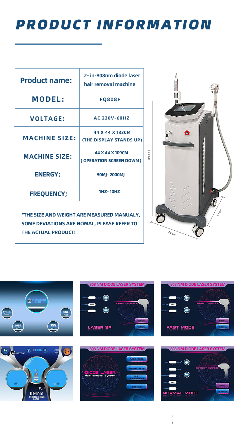 D1-2 808 diode laser hair removal machine professional tattoo removal device laser picosecond carbon peel machine