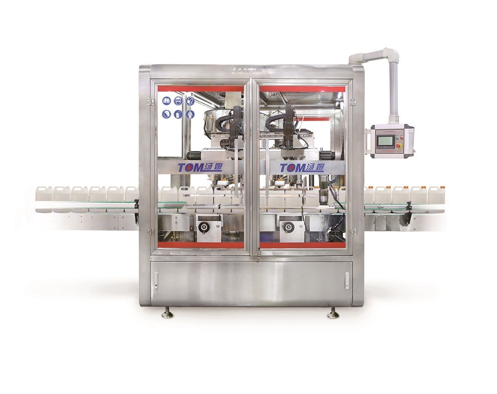 PLC Controlled Automatic Capping Machine Servo Motor Double Head Following Type