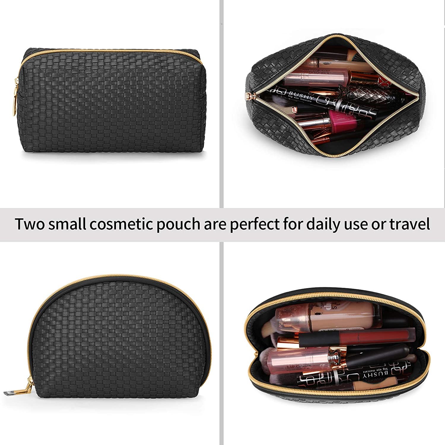 Makeup Bag Travel Cosmetic Bag for Women Portable Waterproof Makeup Organizer Bag Toiletry Bags 3 Pack Black