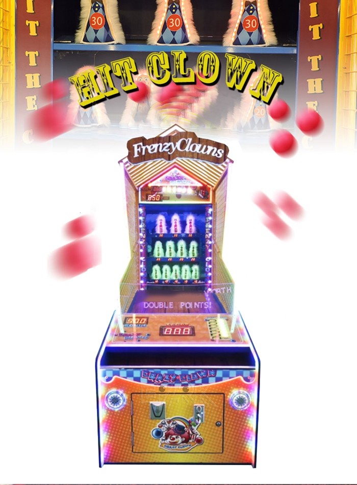 1 Player Redemption Game Machine Clown Frenzy II Thowing Ball Lottery Game