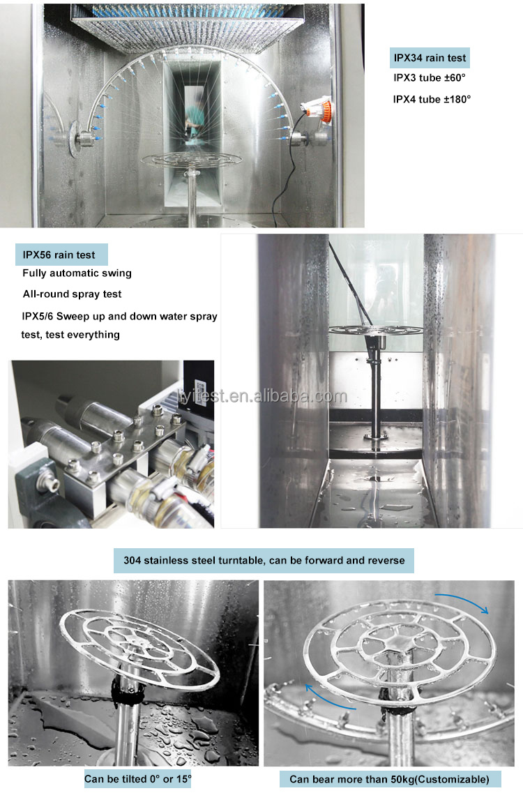 Ipx2 Ipx3 Ipx4 Sand And Water Resistance Rain Spraying Tester Price Environmental Dust Test Chamber