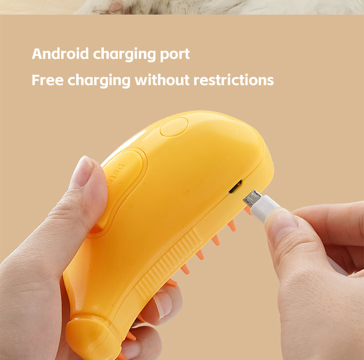 Pet Grooming Steamer Brush Dog Cat Hair Removal Brush Rechargeable Portable Steam Spray