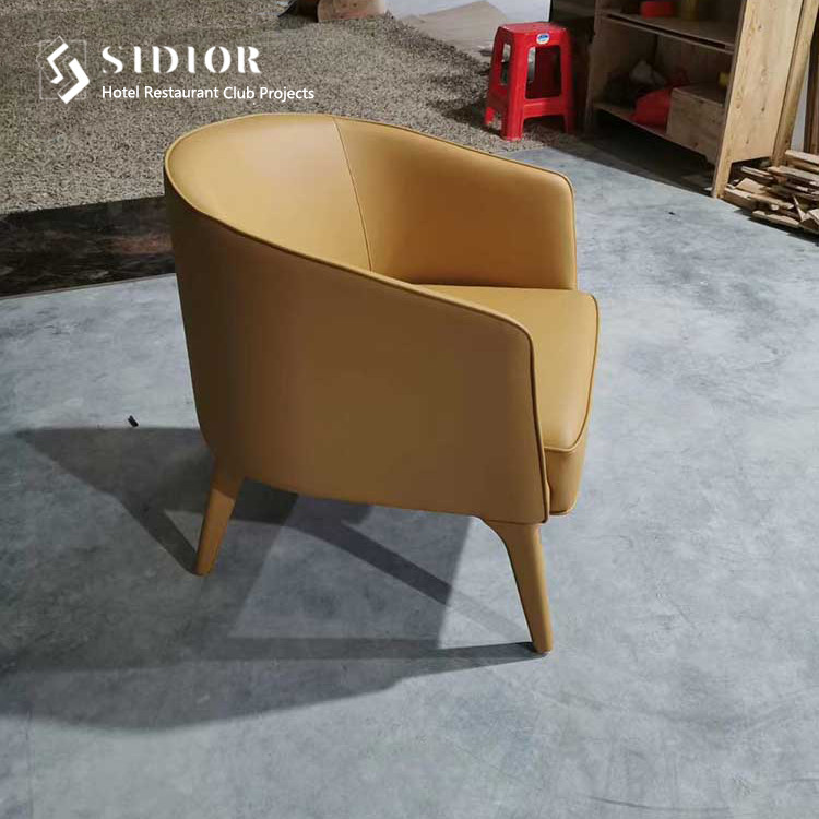 PU Leather Modern Leisure Chair Lounge 83cm Height Brown Color