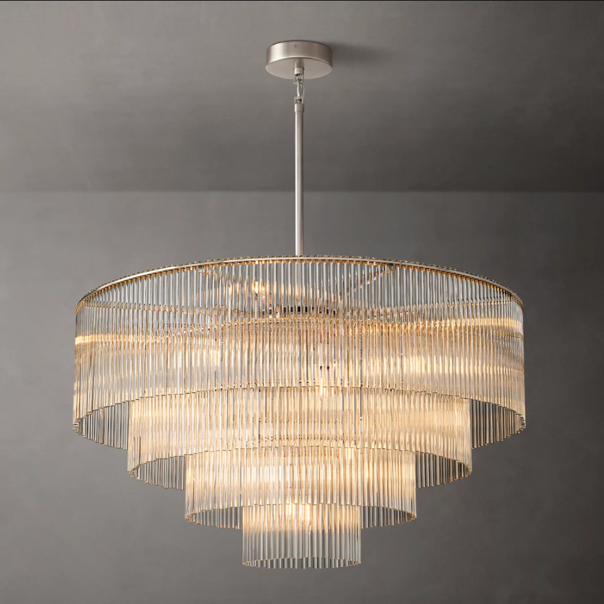 Copper Glass Crystal Chandelier Ceiling Light Amadeo Round Chandelier 40''