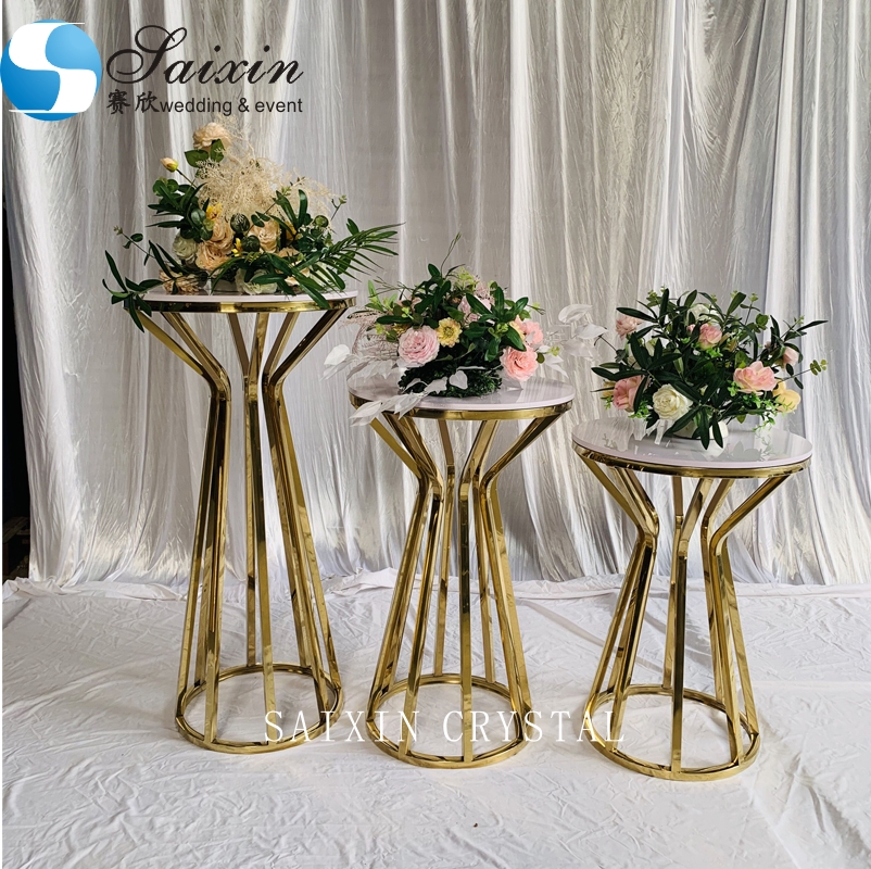 European wedding stage decoration style stainless steel cake stand set