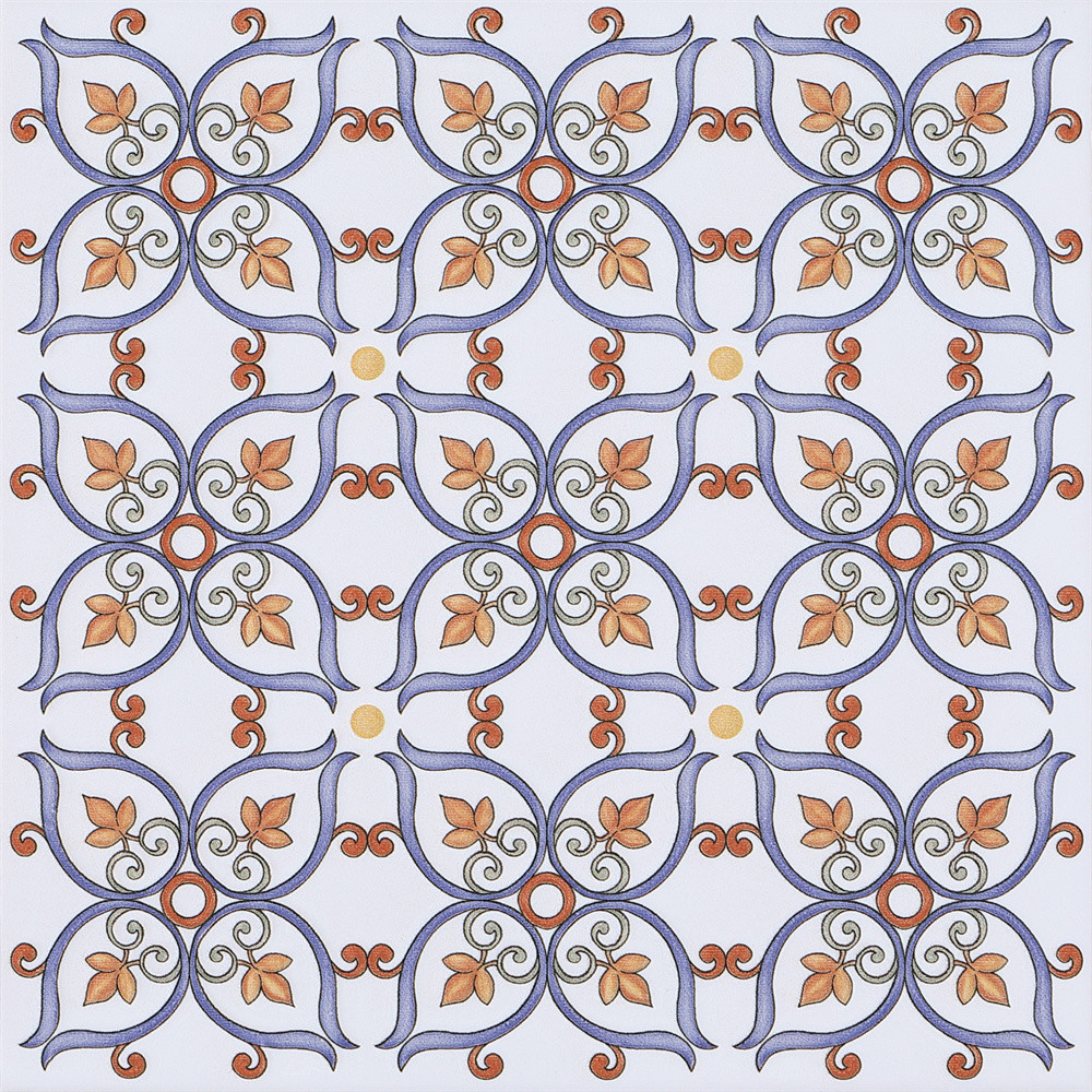 Non-Slip white 200x200mm Floral Floor And Wall Ceramic Rustic Tiles For Living Room And Restaurant