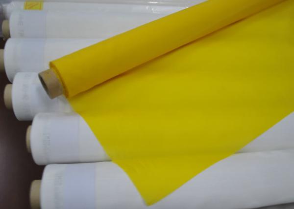 Low Elongation Polyester Silk Bolting Cloth For Screen Printing , White / Yellow