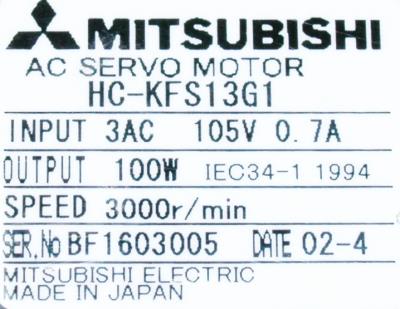 Reduction Gear Ratio K6512 Industrial Servo Motor MITSUBISHI HC-KFS13G1 HC-MFS13G1 1