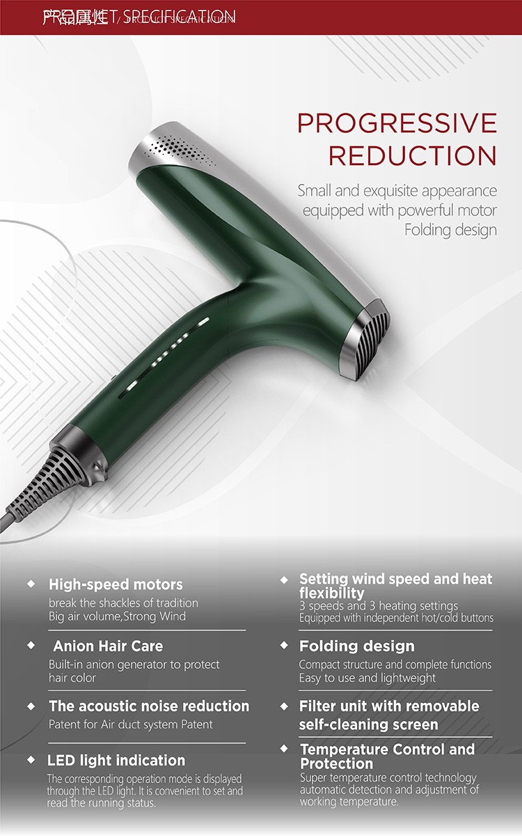 Home Appliances Electric Blow Dryer Collapsible With Concentrator Nozzle
