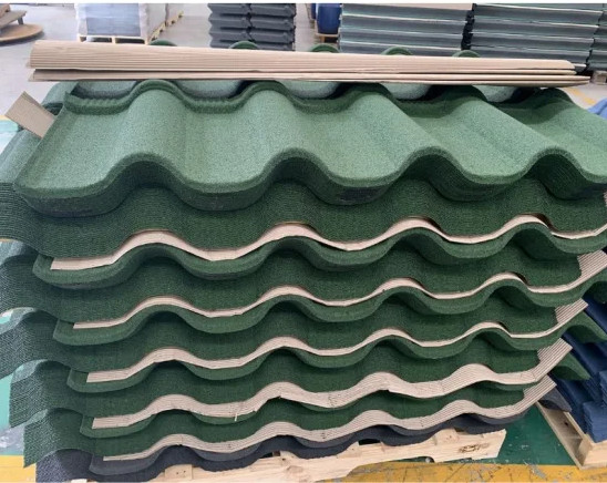 Groove /Golan Tile Frosts Green Color Stone Coated Tile 0.45 AZ70 Stone Coated Metal Tile 50 years Warranty Wave Tiles