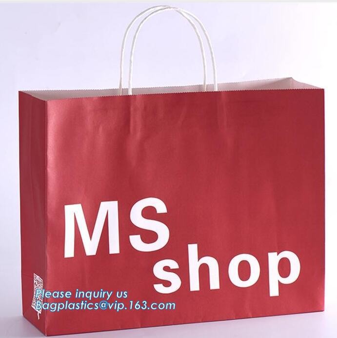 Flower carrier bag with different color customized pot plants kraft paper bag with handle,stamping logo fancy paper flow