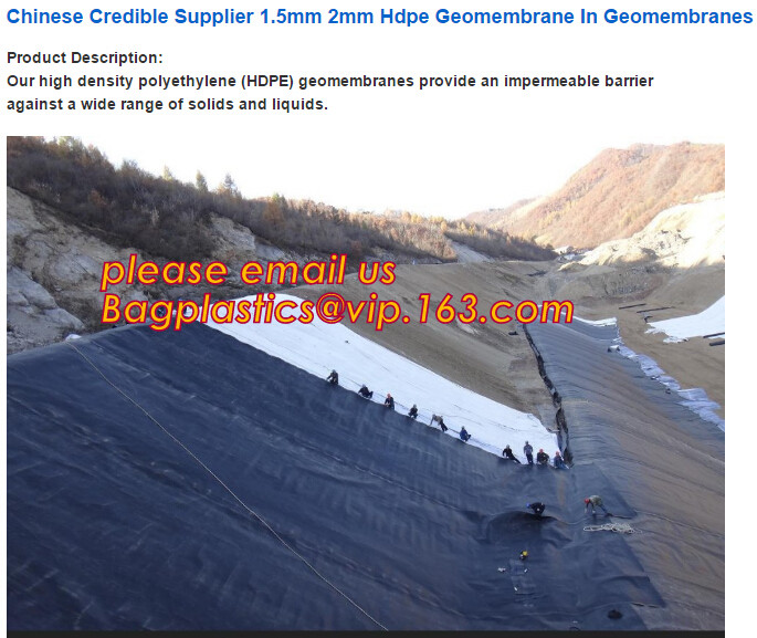 0.75mm Geomembrane for Irrigation Water storage Pond, 00:10 Impervious membrane composite geomembrane pond ,1.5mm HDPE