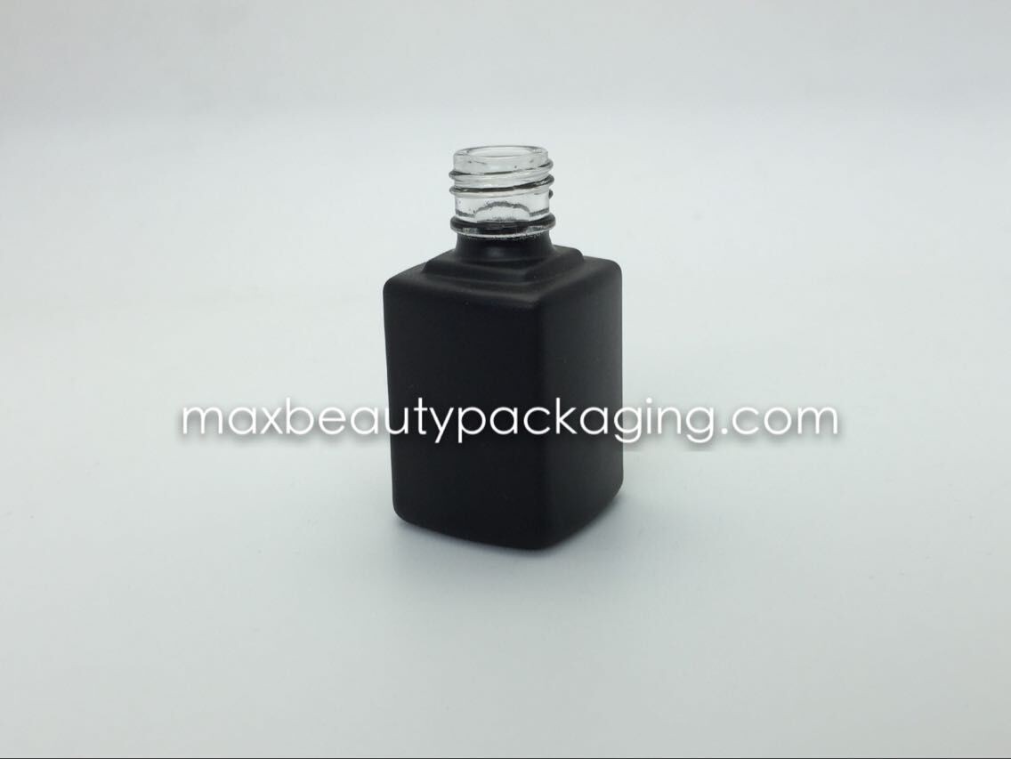 hot sale black matte powder coating gel polish bottle 11ml square shape popular gel bottle nail polish packaging