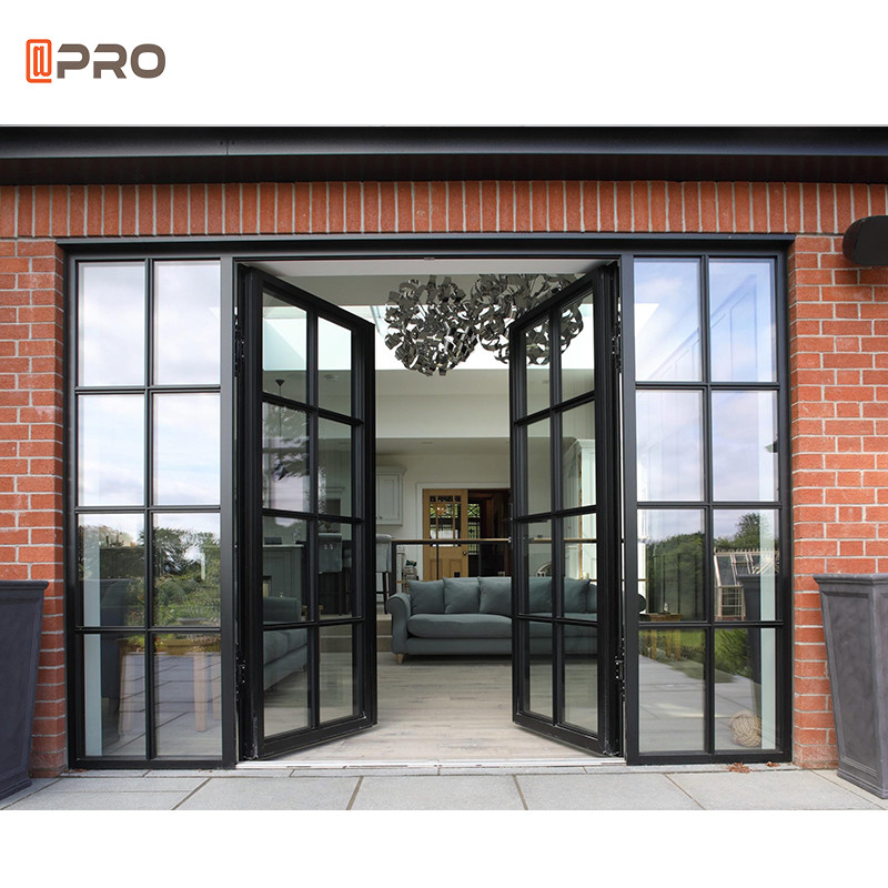 Double Glazed Glass Front Aluminium French Doors Exterior Modern Casement Door