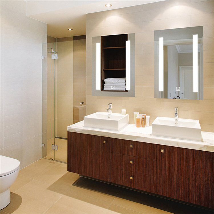 LED Lighted Rectangular Bathroom Vanity Mirrors With Decorative Frameless Design