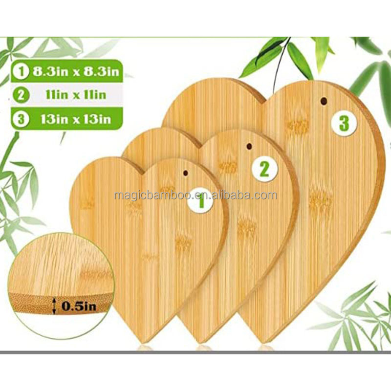Sustainable Heart Shaped Bamboo Cutting Boards 3 Pcs for Professional Kitchens