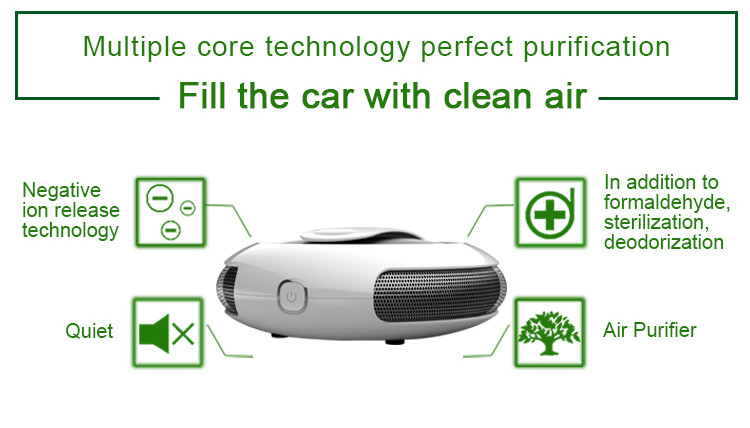 Mini 12v Hepa Air Purifier , 10M2 Car Air Purifier For Formic Acid Odor