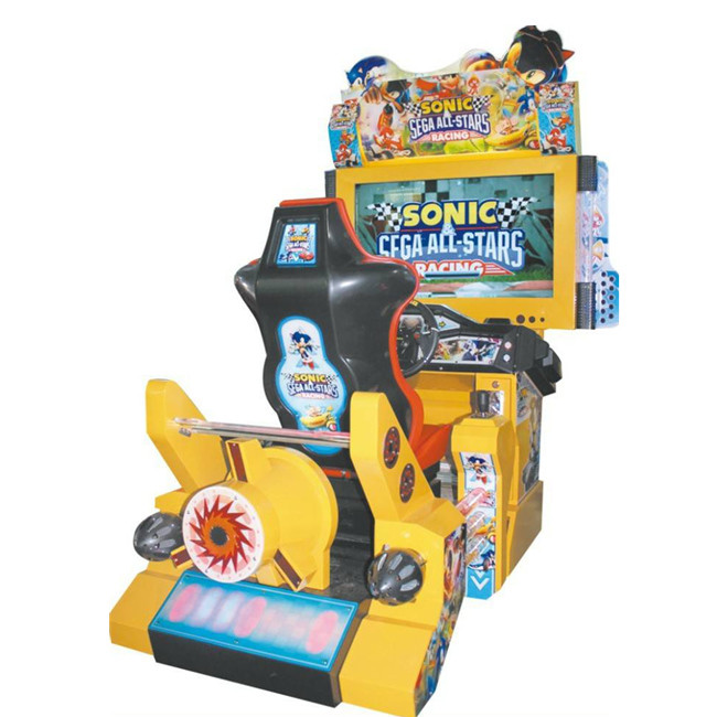 Arcade game yellow color fiberglass material high definition LCD racing simulation