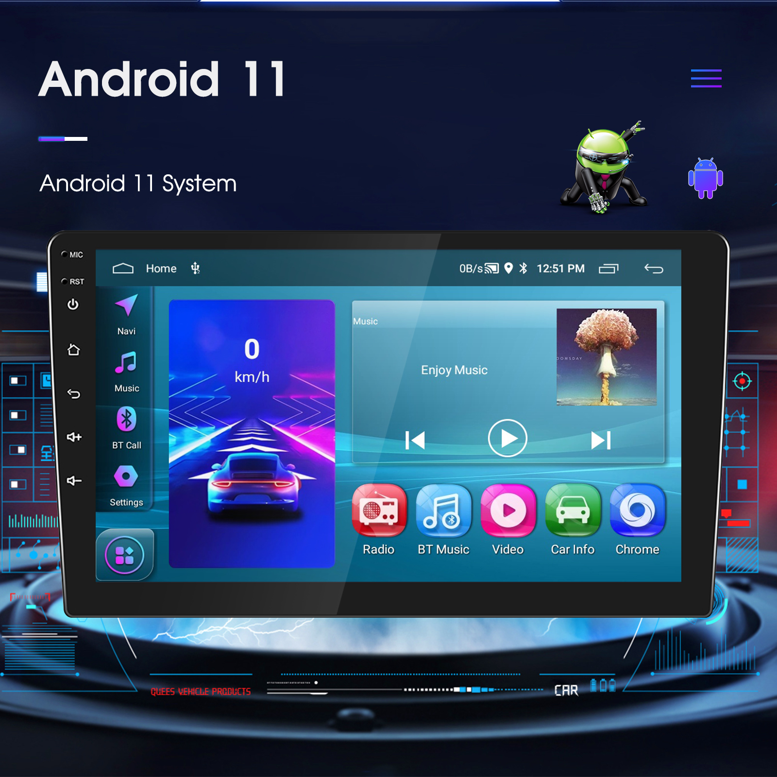 9 inch 2G 32G Universal Multimedia Player Double Din Android Car Radio with Built-in 2DIN